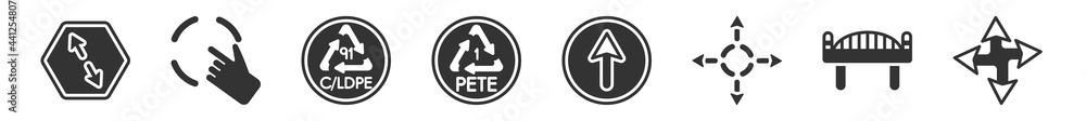 Aufkleber filled set of user interface icons. glyph vector icons such as scale arrows, selectioned circle, 91 