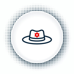 Line Sheriff hat with badge icon isolated on white background. Colorful outline concept. Vector