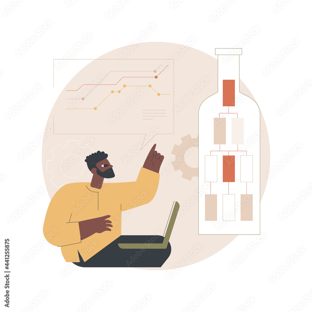 Poster bottleneck analysis abstract concept vector illustration. visual management system, bottleneck analy