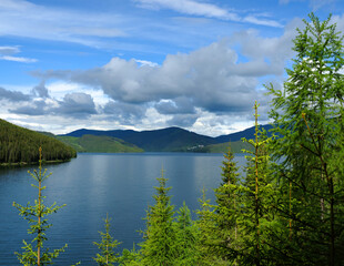 Naklejka premium Vidra Dam Lake, located in the Parang Mountains Romania, Europe