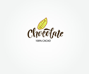 Hand drawn lettering Chocolate. Elegant modern handwritten calligraphy with chocolate text. Vector Ink illustration. Typography poster for cards, invitations, prints.
