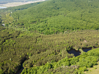 Fototapeta na wymiar Aerial view of Sua Gabra Lakes at Lozenska Mountain, Bulgaria