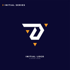 Initial D logo design with triangle shape, Logo for game, esport, initial gaming, community or business.