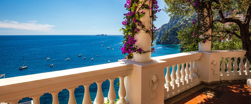 Characteristic alley in Positano town, Amalfi coast, Italy, Europe
