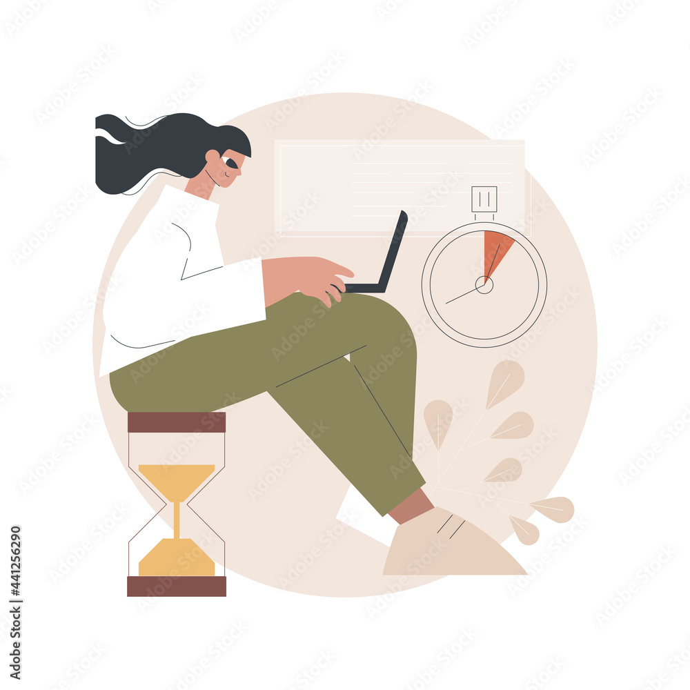 Poster deadline abstract concept vector illustration. project management, work time limit, task due dates, 
