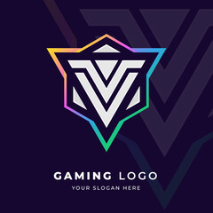 Initial V logo design with strong shape, Logo for game, esport, initial gaming, community or business. © Hisyam H Fuadi