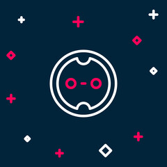 Line Electrical outlet icon isolated on blue background. Power socket. Rosette symbol. Colorful outline concept. Vector
