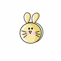 Bunny cookie with green filling. Cute. Hand drawn.