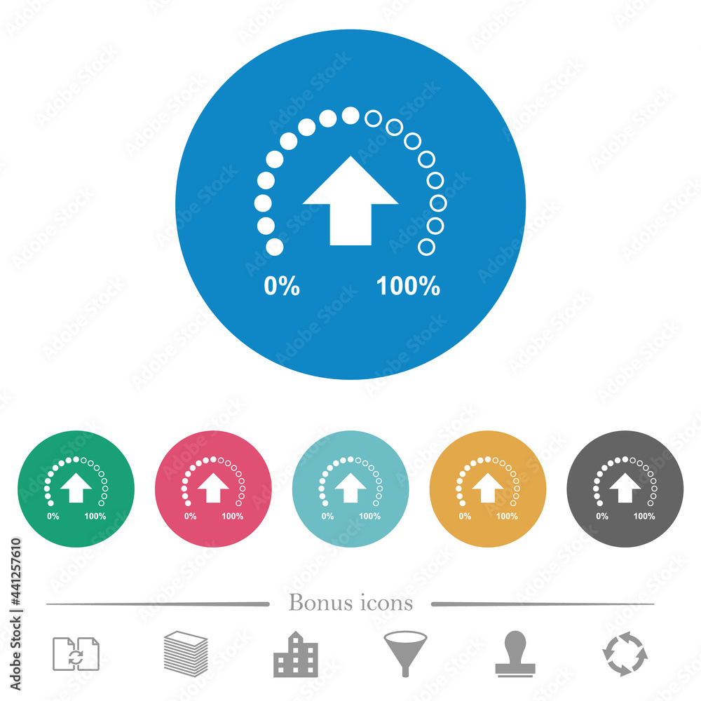Poster upload in progress flat round icons