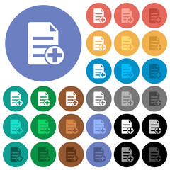 Add new document round flat multi colored icons