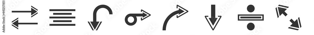 Aufkleber filled set of arrows icons. glyph vector icons such as horizontal arrows, center align, u turn arrow