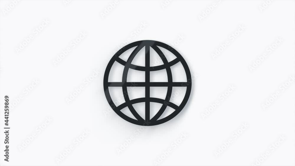 Aufkleber animated 3d icon of globe. flat grey symbol of planet. concept of net, web, internet, ecology.