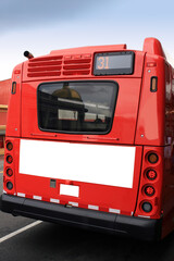 Rear view of red Bus with blank billboard. Washington d.c. U.S.A