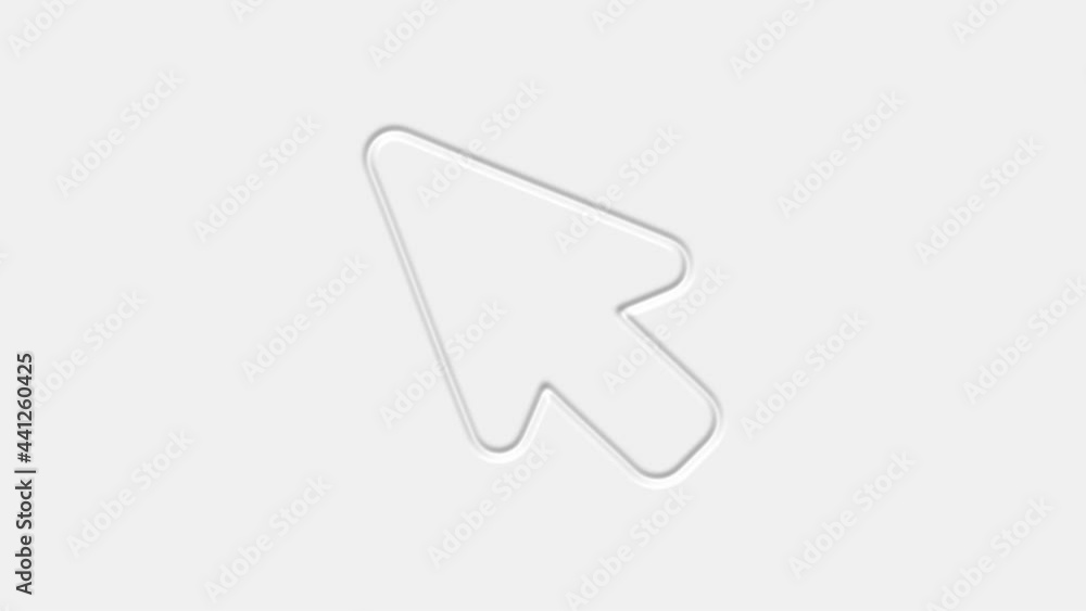 Poster Animated symbol of neomorphism arrow cursor. Mouse click symbol with spark. Technology and Internet icons animation.