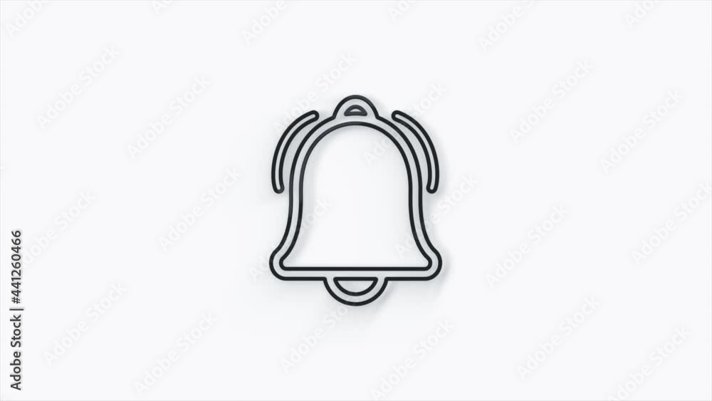 Poster animation of line bell 3d icon. isolated on white background.