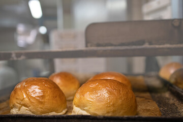 Freshly baked bread. Industrially made baked goods