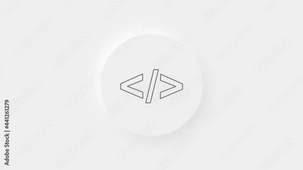 Aufkleber Black coding code html programming language icon. Front end development icon isolated on white background. 4K