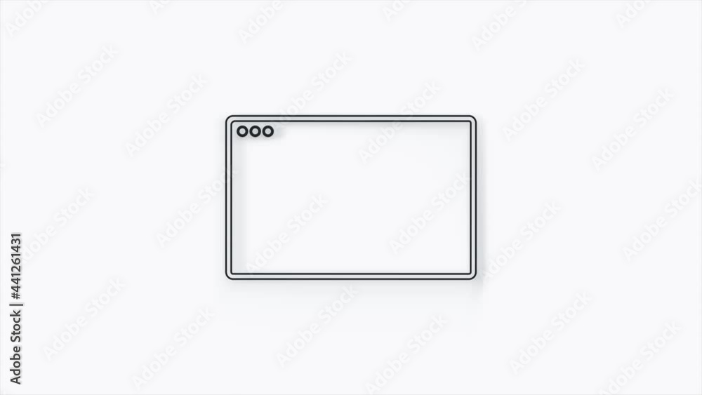 Poster Browser window 3d icon animation isolated on white background. 4K