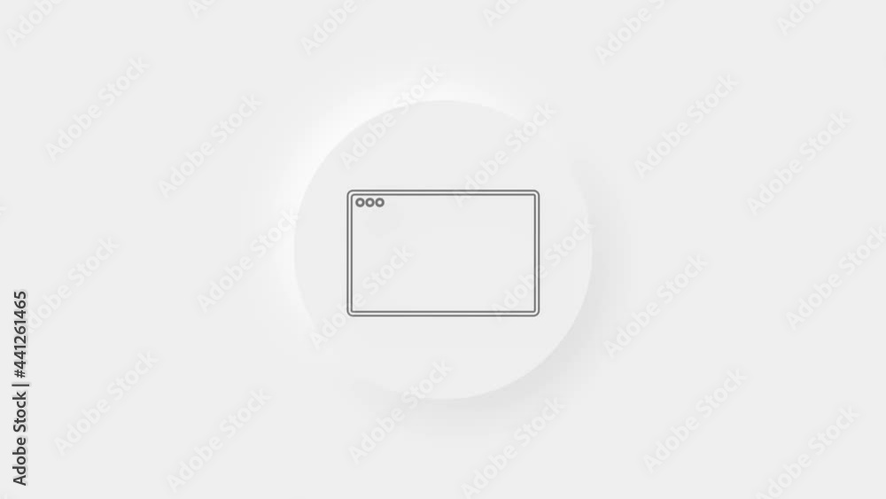 Poster browser window icon animation isolated on white background. 4k