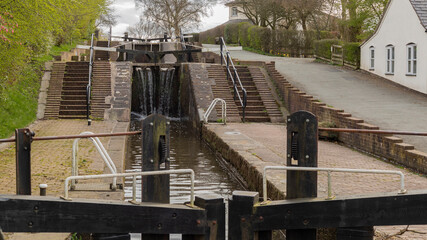 Three steps of the canal lock system
