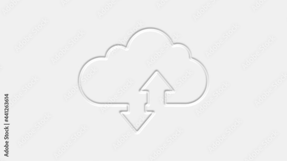 Poster cloud download and upload icon isolated on white background. 4k