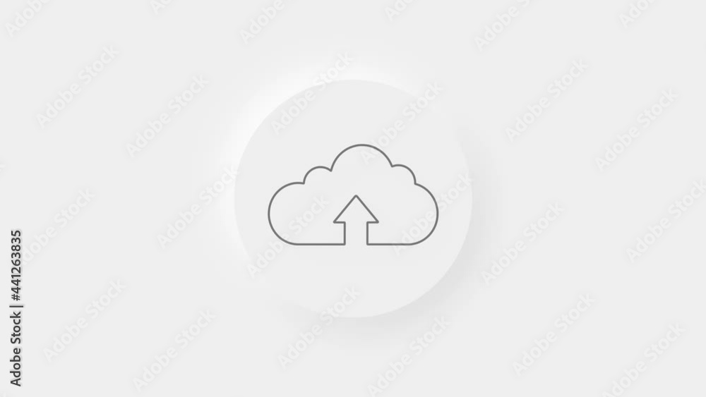 Poster cloud upload line icon on white background. 4k