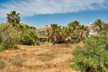 Fototapeta na wymiar Typical Cypriot residential architecture in Ayia Napa, Cyprus.