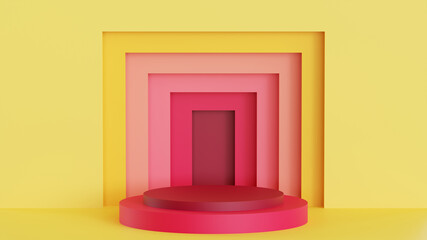 3D illustration of a podium against a layered background