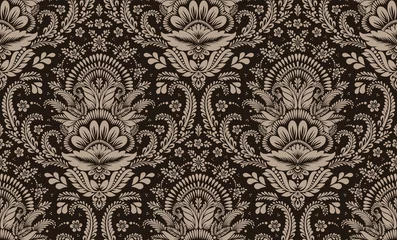 Damask seamless pattern element. Vector floral damask ornament vintage illustration. © garrykillian
