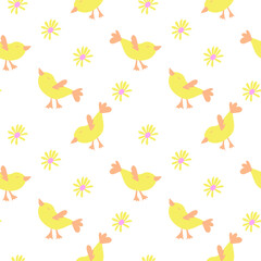 Baby eletnts seamless pattern. Little flowers in different poses. Vector in flat style. Suitable for textiles and packaging.