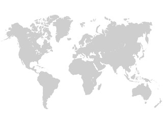Obraz na płótnie Canvas World map in grey color on white background