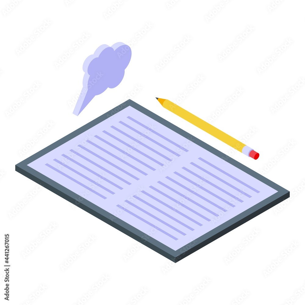 Poster working tablet icon isometric vector. work office computer. digital gadget technology