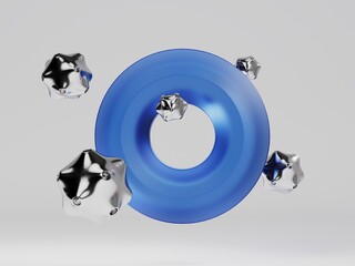 Geometric composition of different objects, 3D rendering