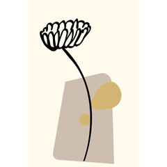 Abstract vase with flower on light background, vector