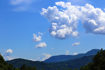 Mountains and blue sky. Panoramic and natural Scenery in high Tuscany. Castelnuovo della...