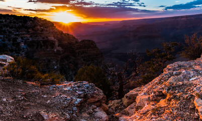 Sunset Over Hopi Point From Powell Point, Grand Canyon National Park, Arizona, USA