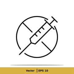 Vaccine, Vaccination, Inoculation, Inject, Syringe Icon Illustration. Injection Sign Symbol Logo Template. Vector Line Icon EPS 10