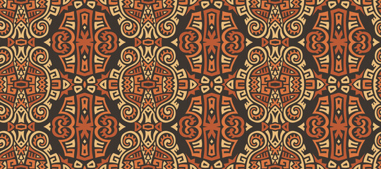 Abstract Ethnic Vector Seamless Pattern. Trendy boho tile. African textile design. Scandinavian ornament. Perfect for wallpaper, cloth, wrapping paper and other endless fill.