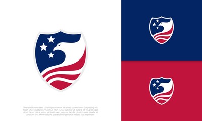 Modern American USA shield emblem icon logo symbol. Political Logo Design.	
