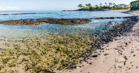 Exposed Lava and Tide Pools on Kukio Beach, Big Island, Hawaii, USA