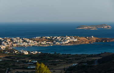 The port of Gavrio on the south coast of the Greek island of Andros in the Cyclades archipelago