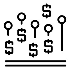 Narrow market money graph icon. Outline Narrow market money graph vector icon for web design isolated on white background