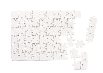 Blank rectangular jigsaw puzzle mockup isolated on white background