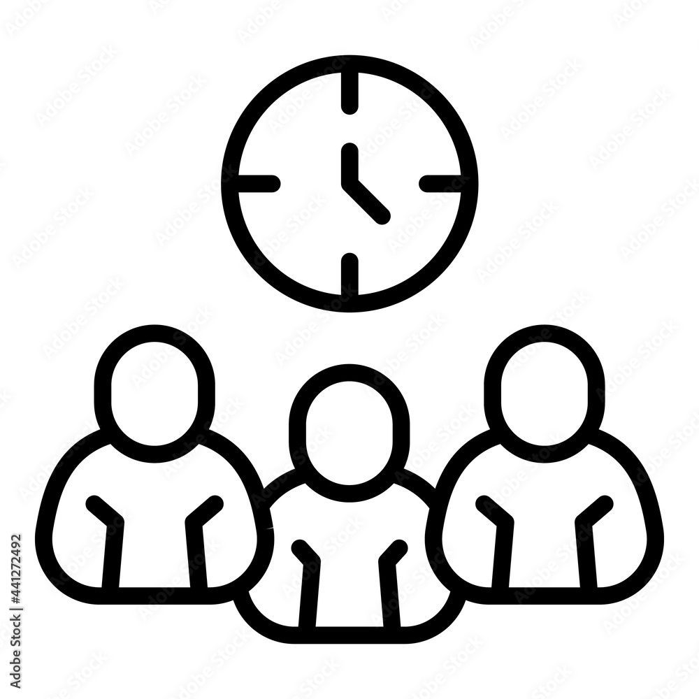 Poster late work group icon. outline late work group vector icon for web design isolated on white backgroun