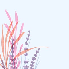 Watercolor abstract plants and flowers background. Organic wallpaper