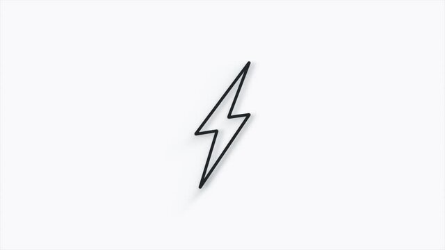 Lightning bolt 3d icon isolated on white background. Flash sign. Charge flash icon. Thunder bolt. Lighting strike. 4K