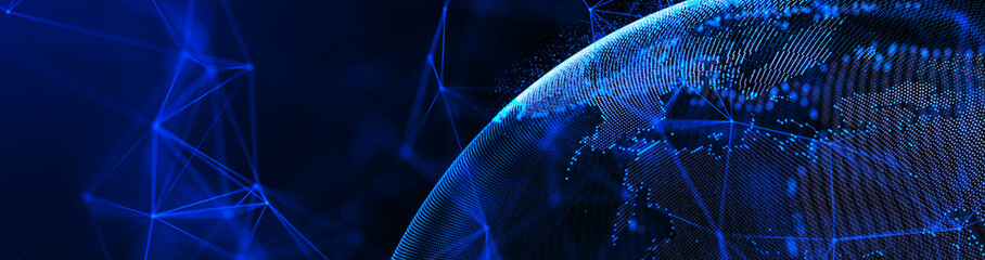 Global network background. Connecting triangles. Globe of the earth. abstract planet in space. 3d rendering