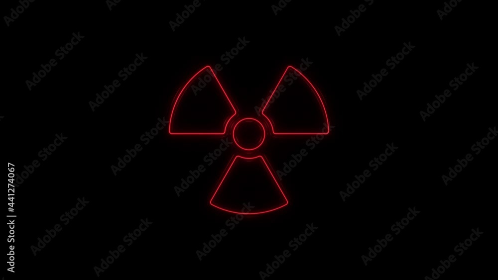 Poster Neon Radioactive symbol video animation. Seamless loop.