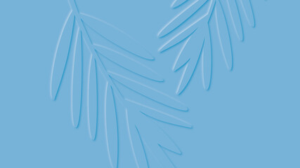 Blue  paper cut leaves background.