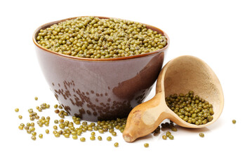 Mung beans on white background